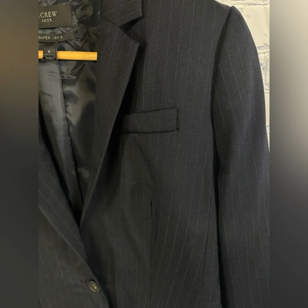 J. Crew 1035 Super 120's Pinstriped Businesscore Minimalist Preppy Blazer 6
